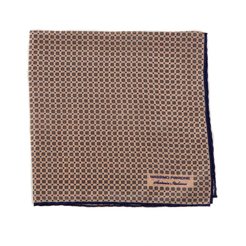 Vintage Silk Pocket Square hand  stitched edges