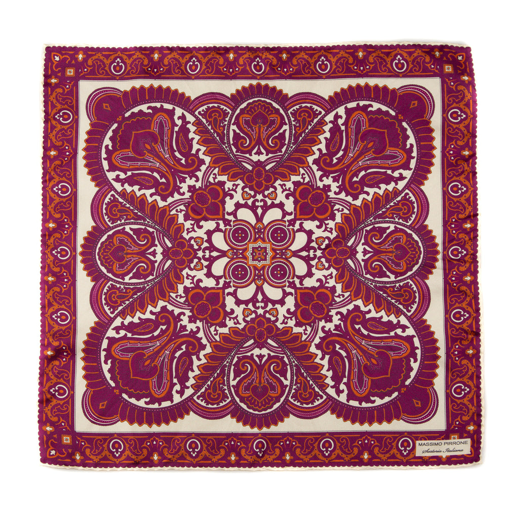 Silk Pocket Square hand  stitched edges