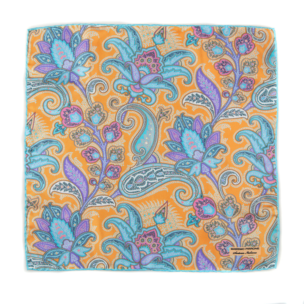 Silk Pocket Square hand  stitched edges
