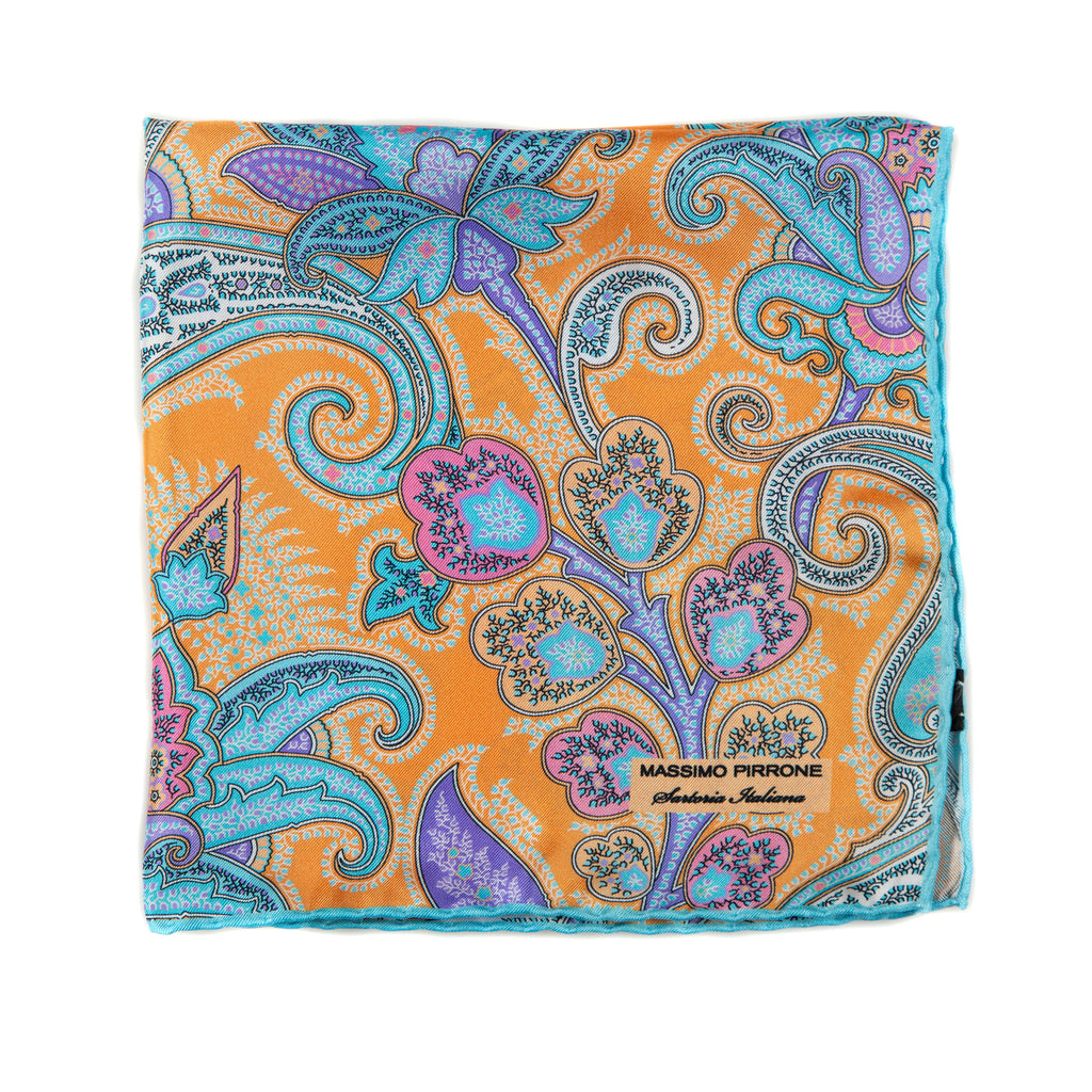 Silk Pocket Square hand  stitched edges