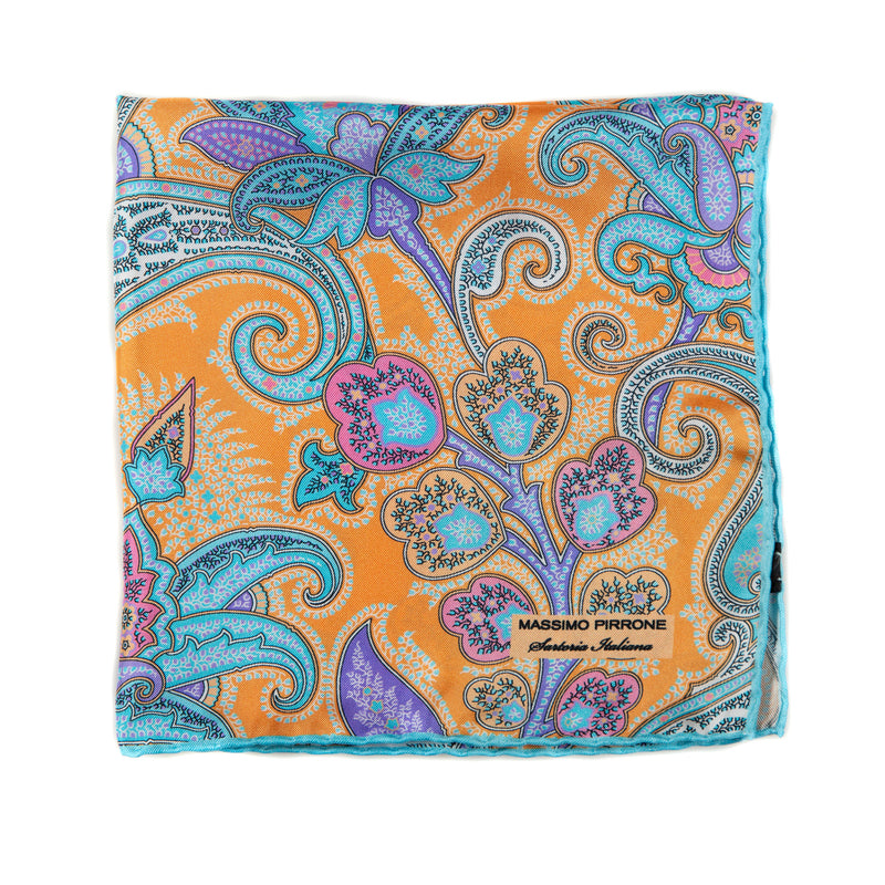 Silk Pocket Square hand  stitched edges