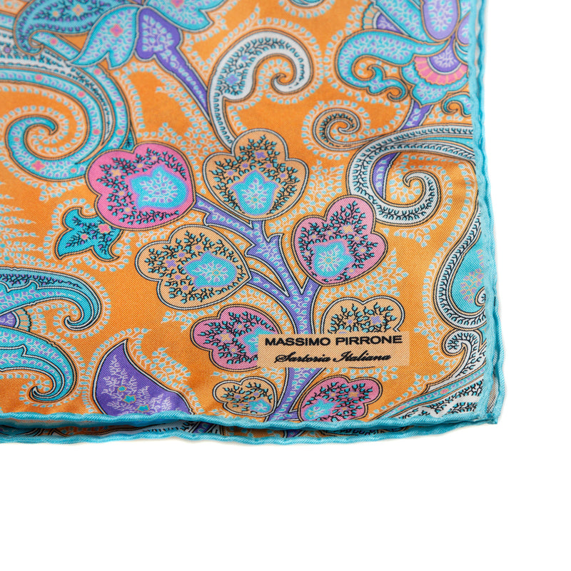 Silk Pocket Square hand  stitched edges