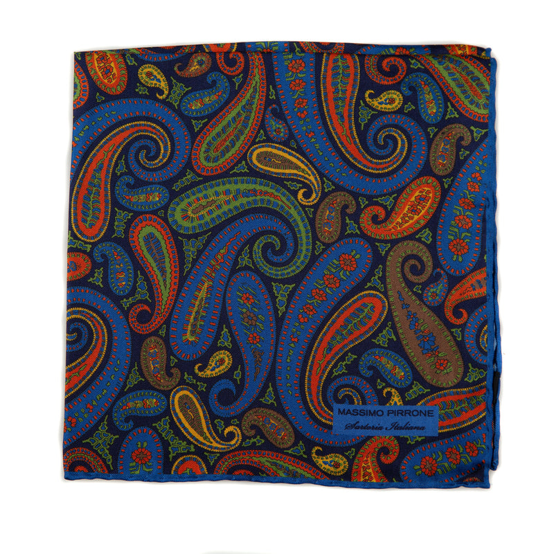 Silk Pocket Square hand  stitched edges