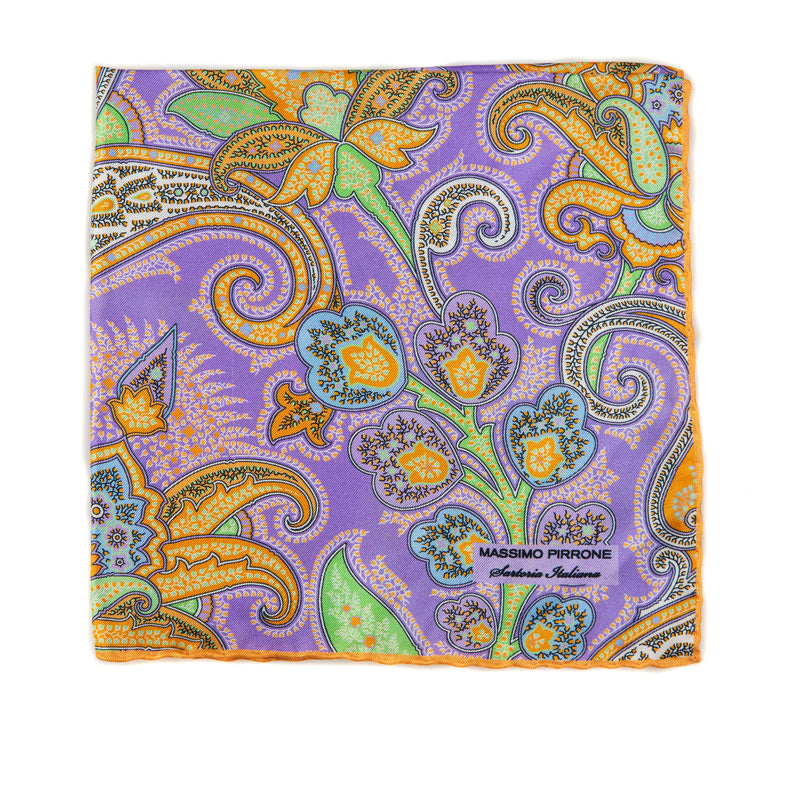 Silk Pocket Square hand  stitched edges