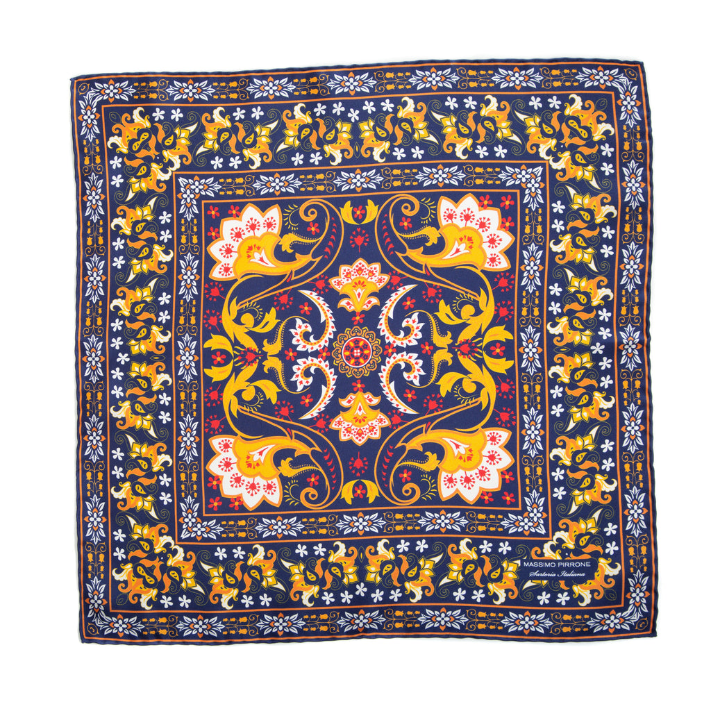 Silk Pocket Square hand rolled edges