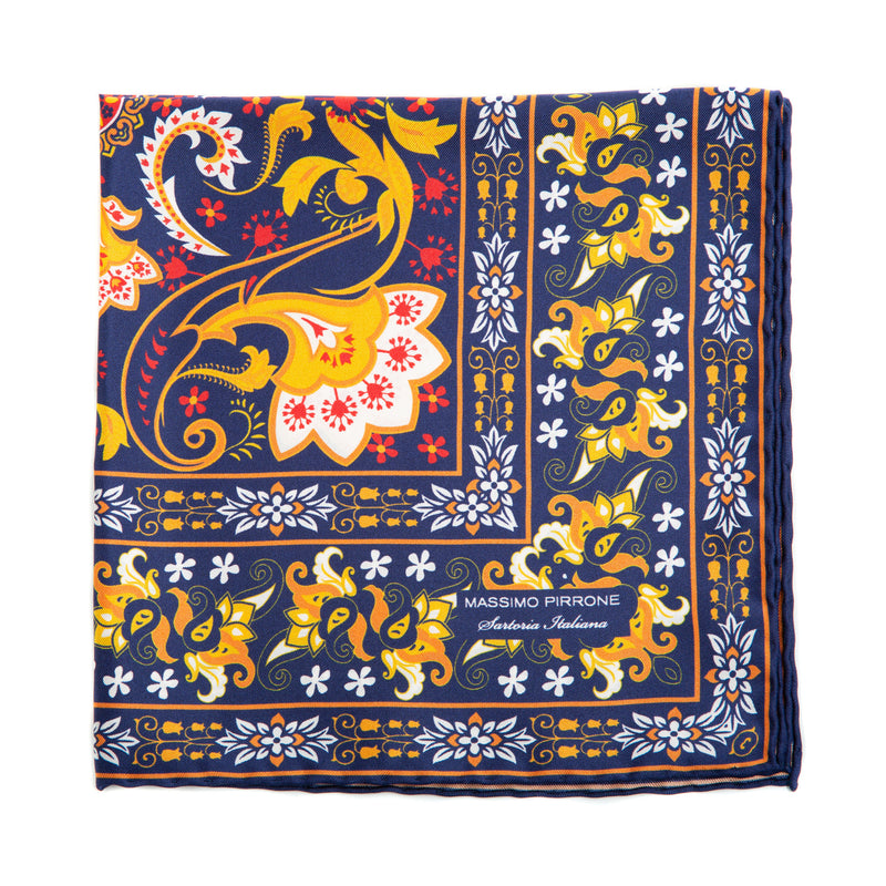 Silk Pocket Square hand rolled edges