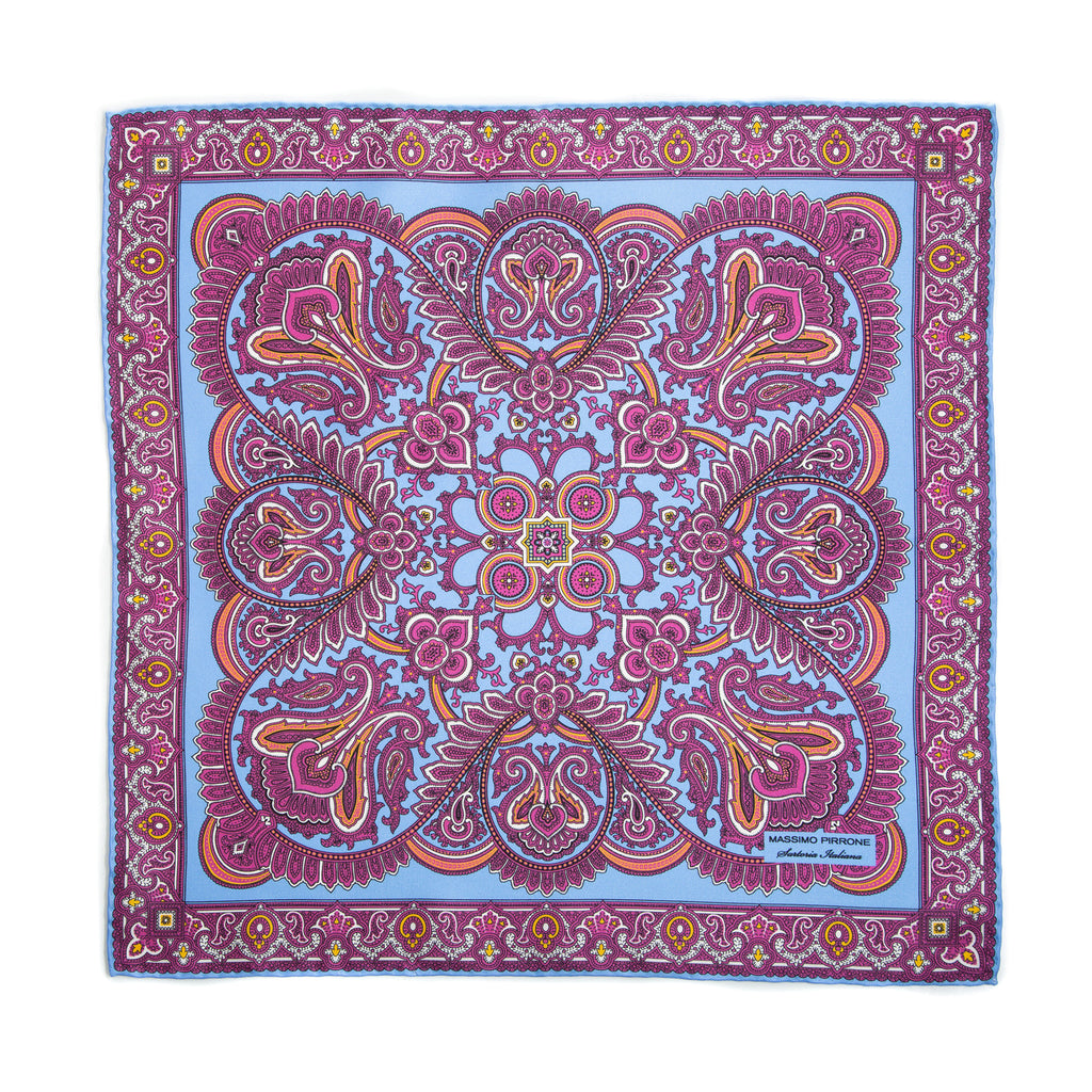 Silk Pocket Square hand rolled edges