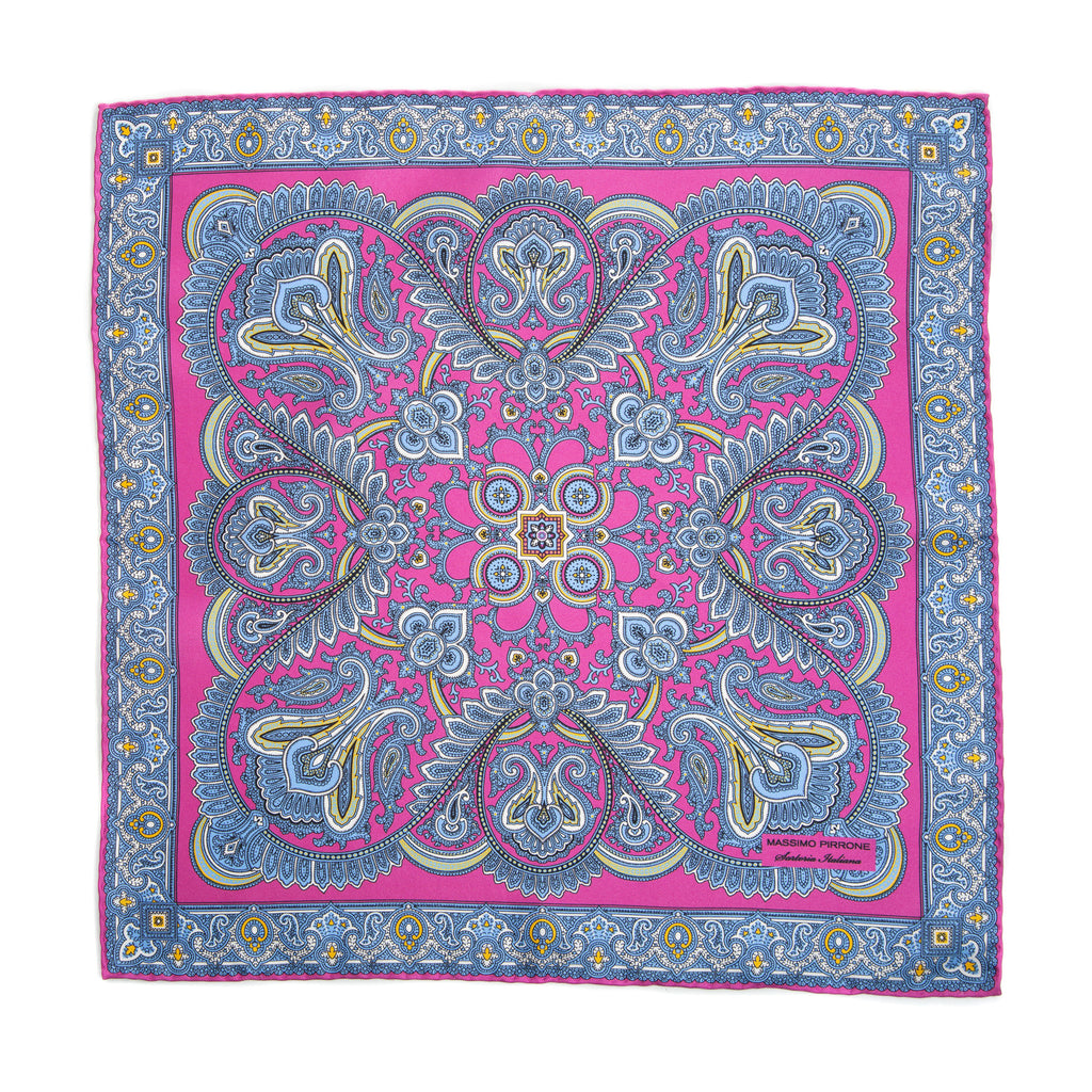 Silk Pocket Square hand  stitched edges