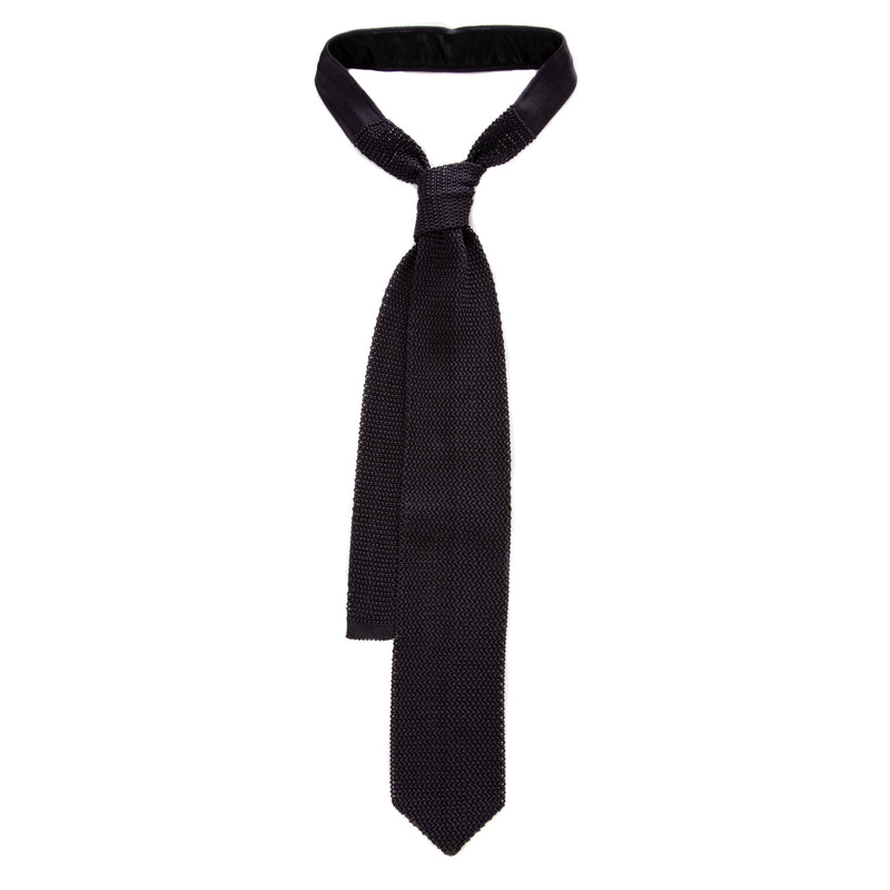 3 FOLD GREY KNITTED UNLINED TIE  - SILK