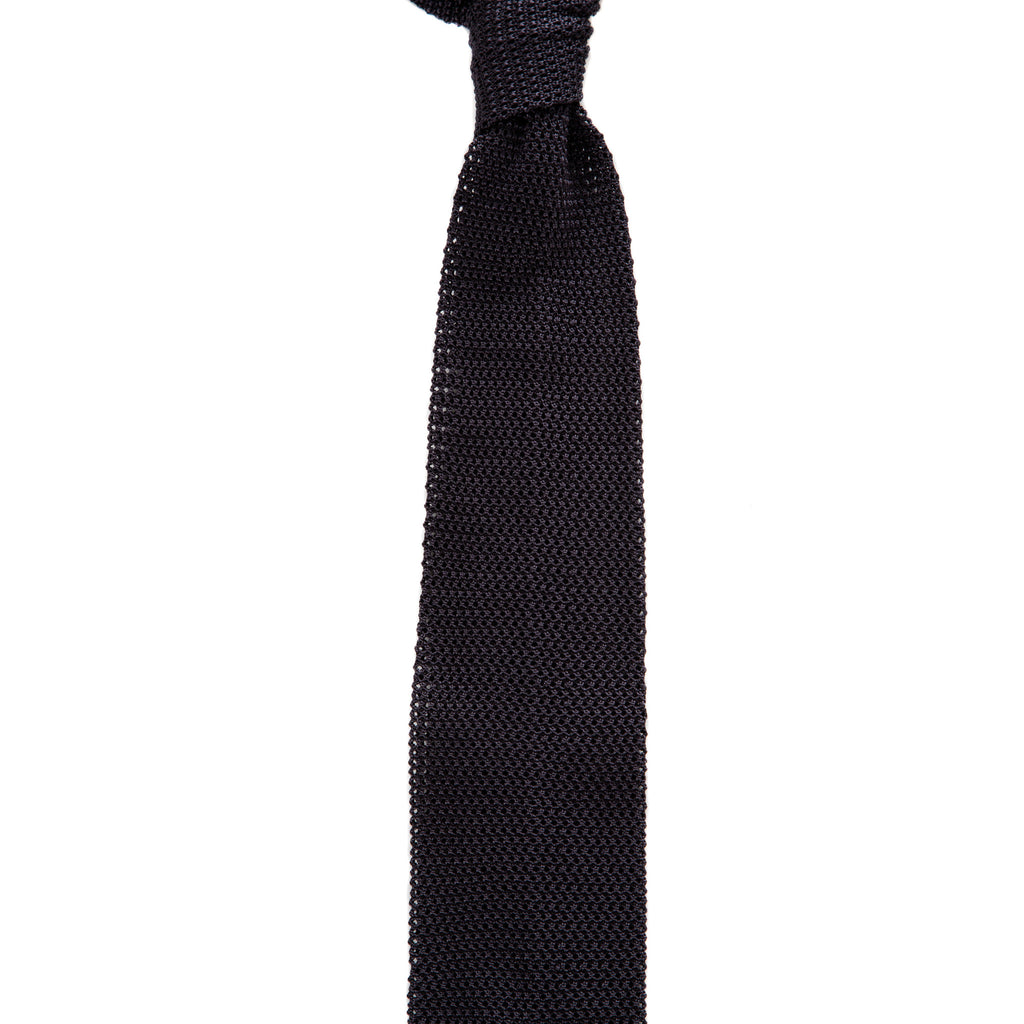 3 FOLD GREY KNITTED UNLINED TIE  - SILK