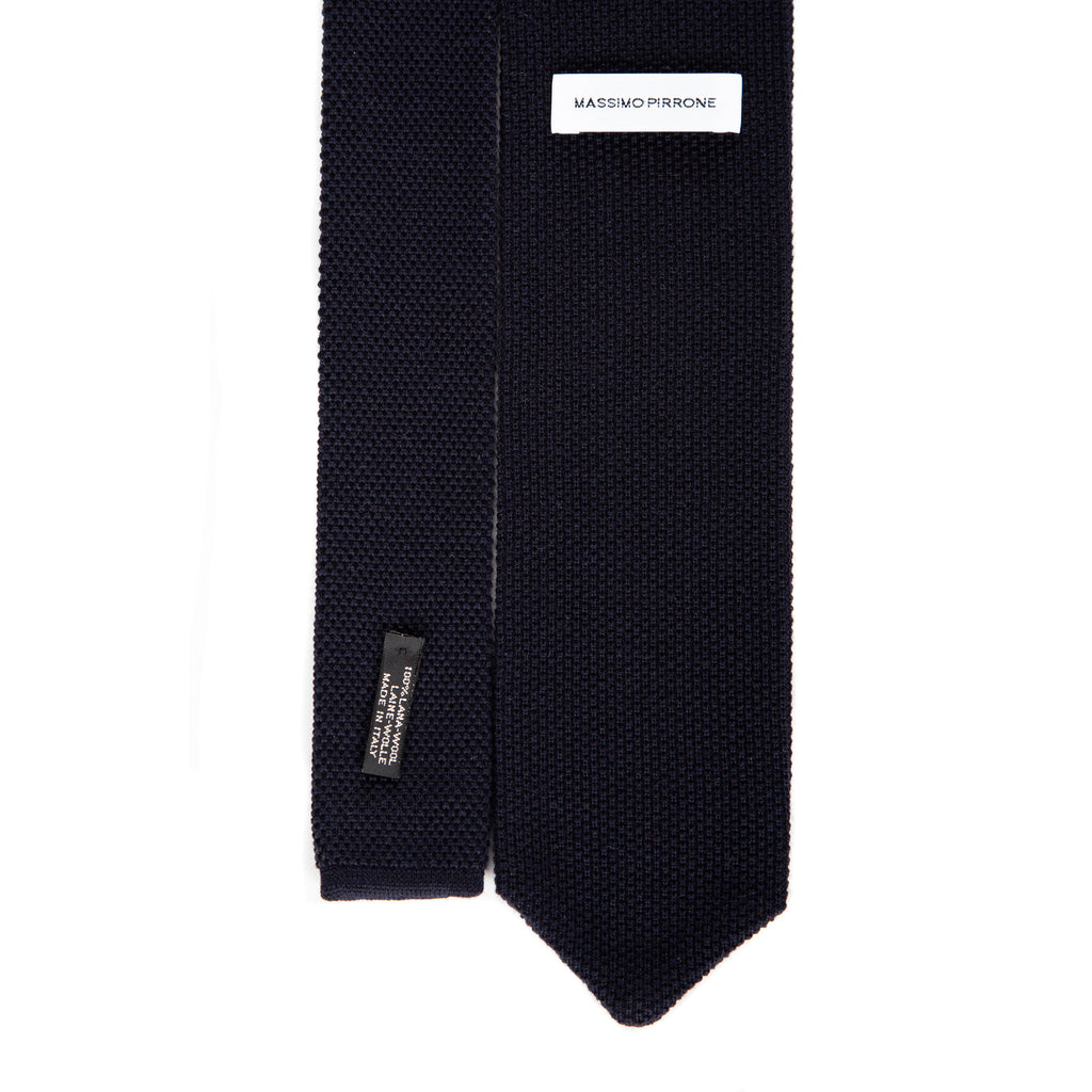 3 FOLD  NAVY KNITTED WOOL TIE