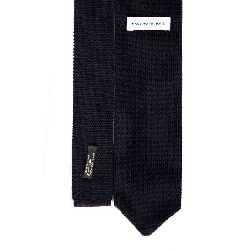 3 FOLD  NAVY KNITTED WOOL TIE