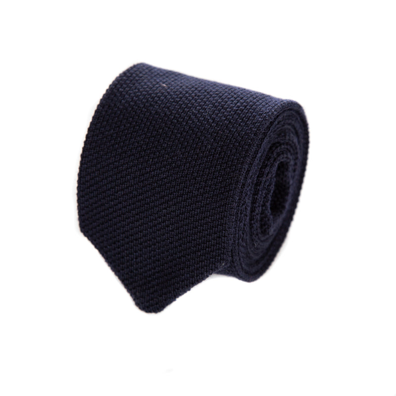 3 FOLD  NAVY KNITTED WOOL TIE