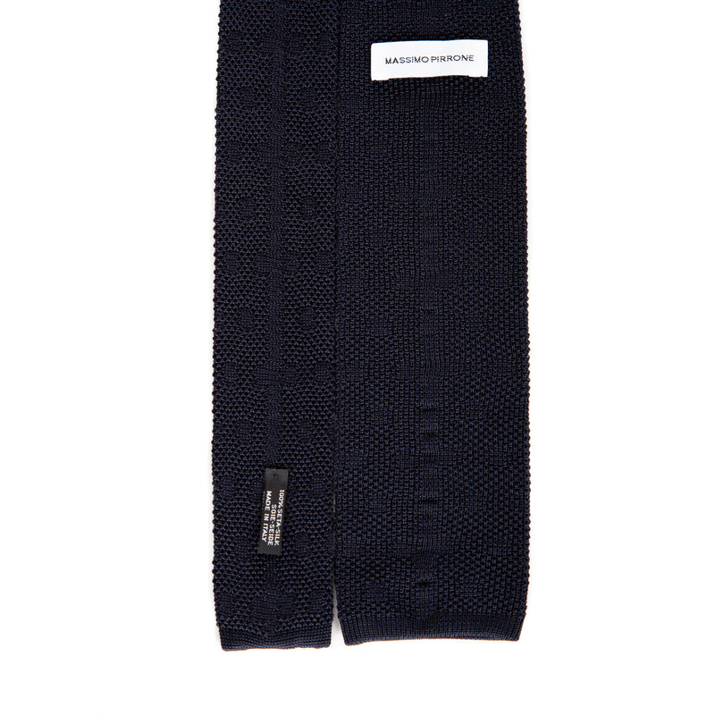3 FOLD  NAVY KNITTED UNLINED  TIE