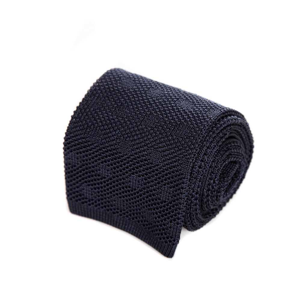 3 FOLD  NAVY KNITTED UNLINED  TIE
