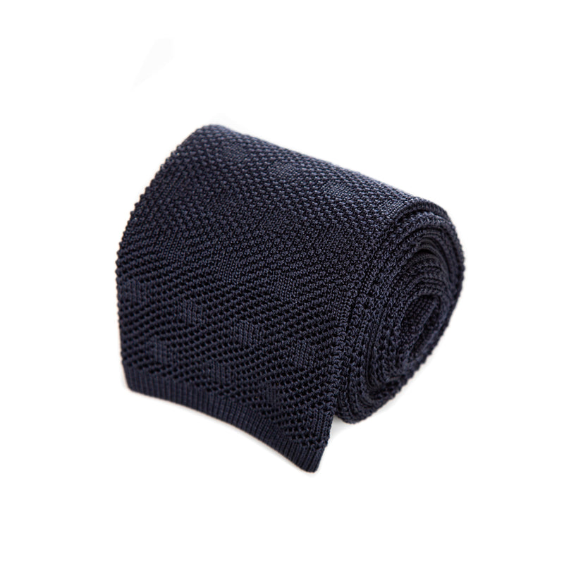 3 FOLD  NAVY KNITTED UNLINED  TIE