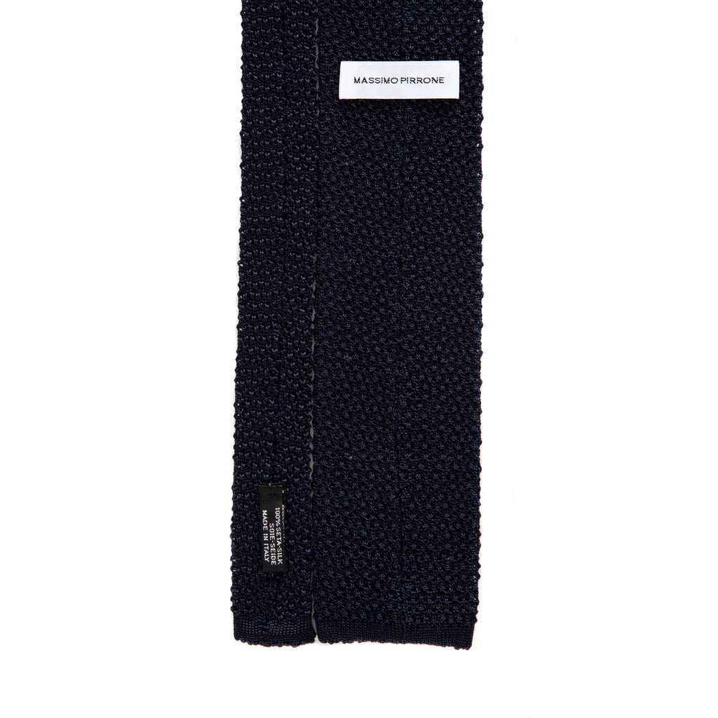 3 FOLD BLUE NAVY POLKA DOT UNLINED  - KNITTED SILK