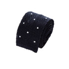 3 FOLD BLUE NAVY POLKA DOT UNLINED  - KNITTED SILK