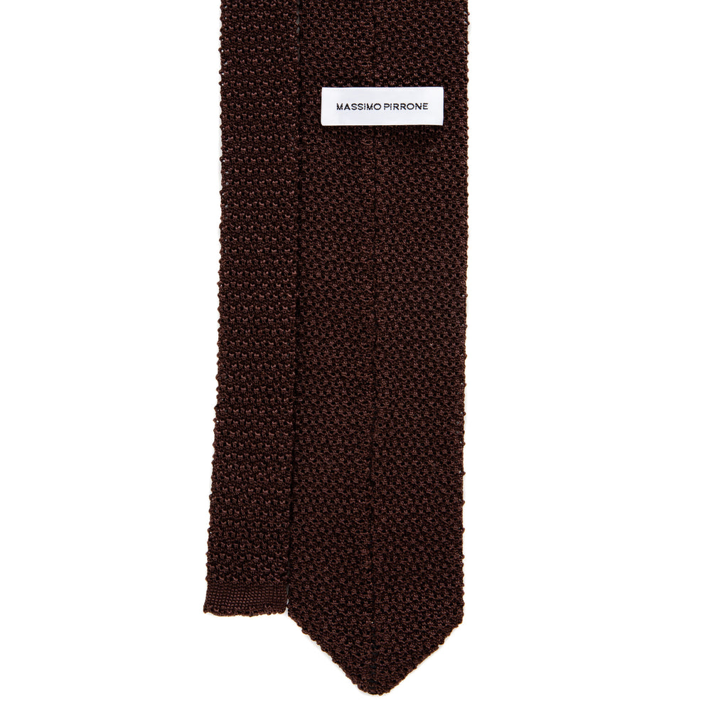 3 FOLD BROWN POLKA DOT UNLINED  - KNITTED SILK