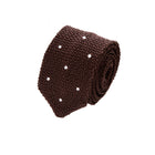 3 FOLD BROWN POLKA DOT UNLINED  - KNITTED SILK