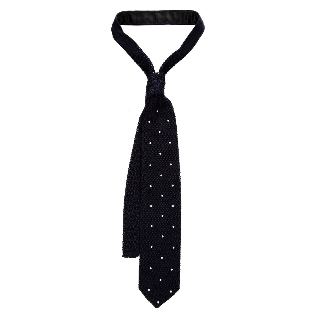 3 FOLD POLKA DOT UNLINED  - KNITTED SILK