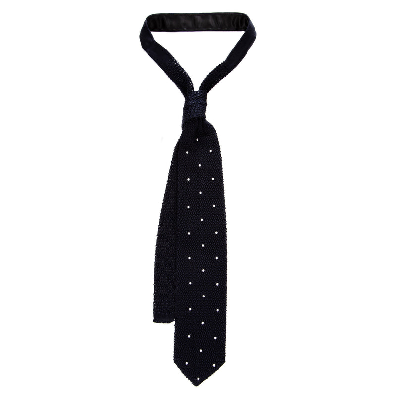 3 FOLD POLKA DOT UNLINED  - KNITTED SILK
