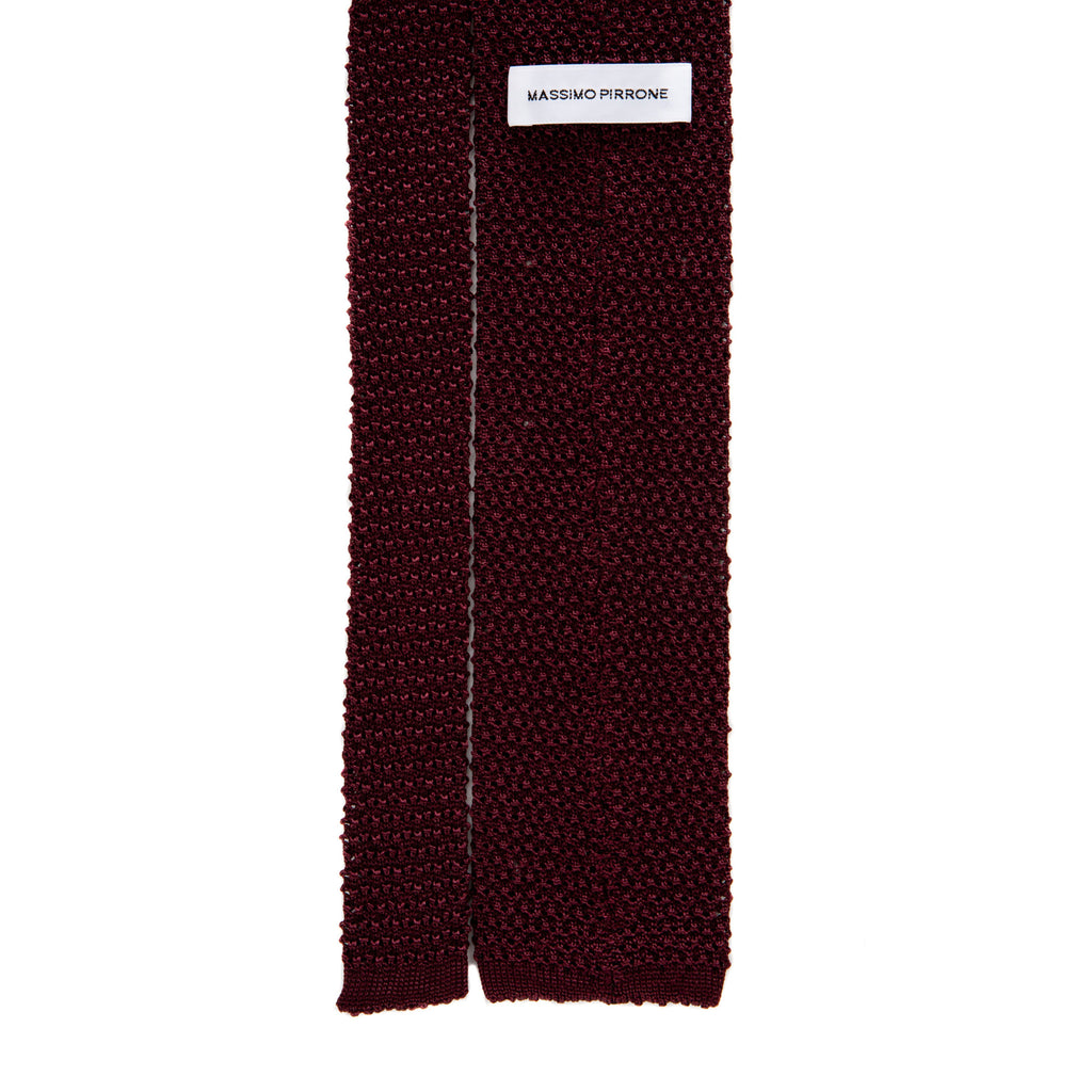 3 FOLD BURGUNDY POLKA DOT UNLINED  - KNITTED SILK