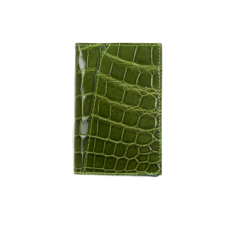Bifold  cardholder verde pistacchio - high quality alligator - Handmade