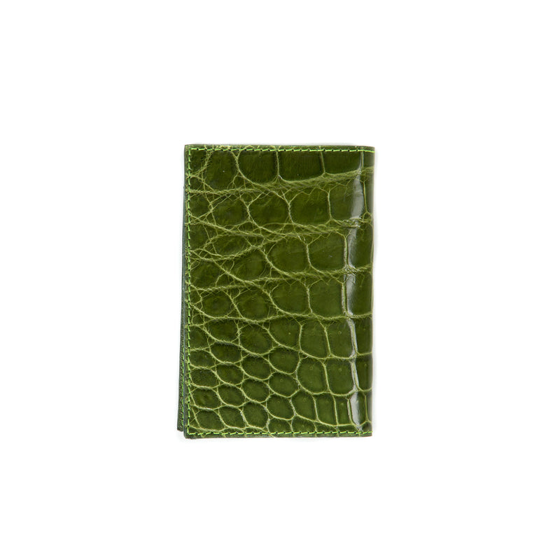 Bifold  cardholder verde pistacchio - high quality alligator - Handmade