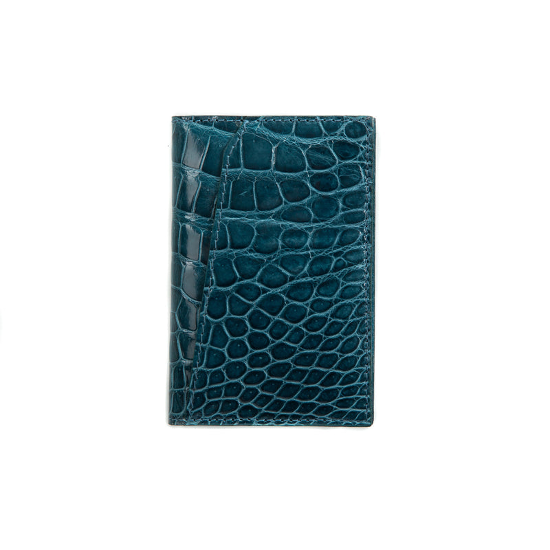 Bifold  cardholder ocean blue - Alligator - Handmade in italy