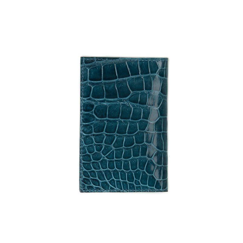 Bifold  cardholder ocean blue - Alligator - Handmade in italy