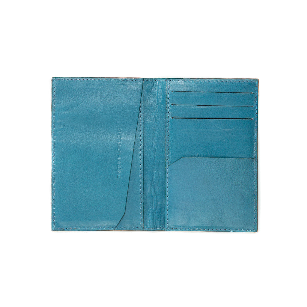 Bifold  cardholder ocean blue - Alligator - Handmade in italy