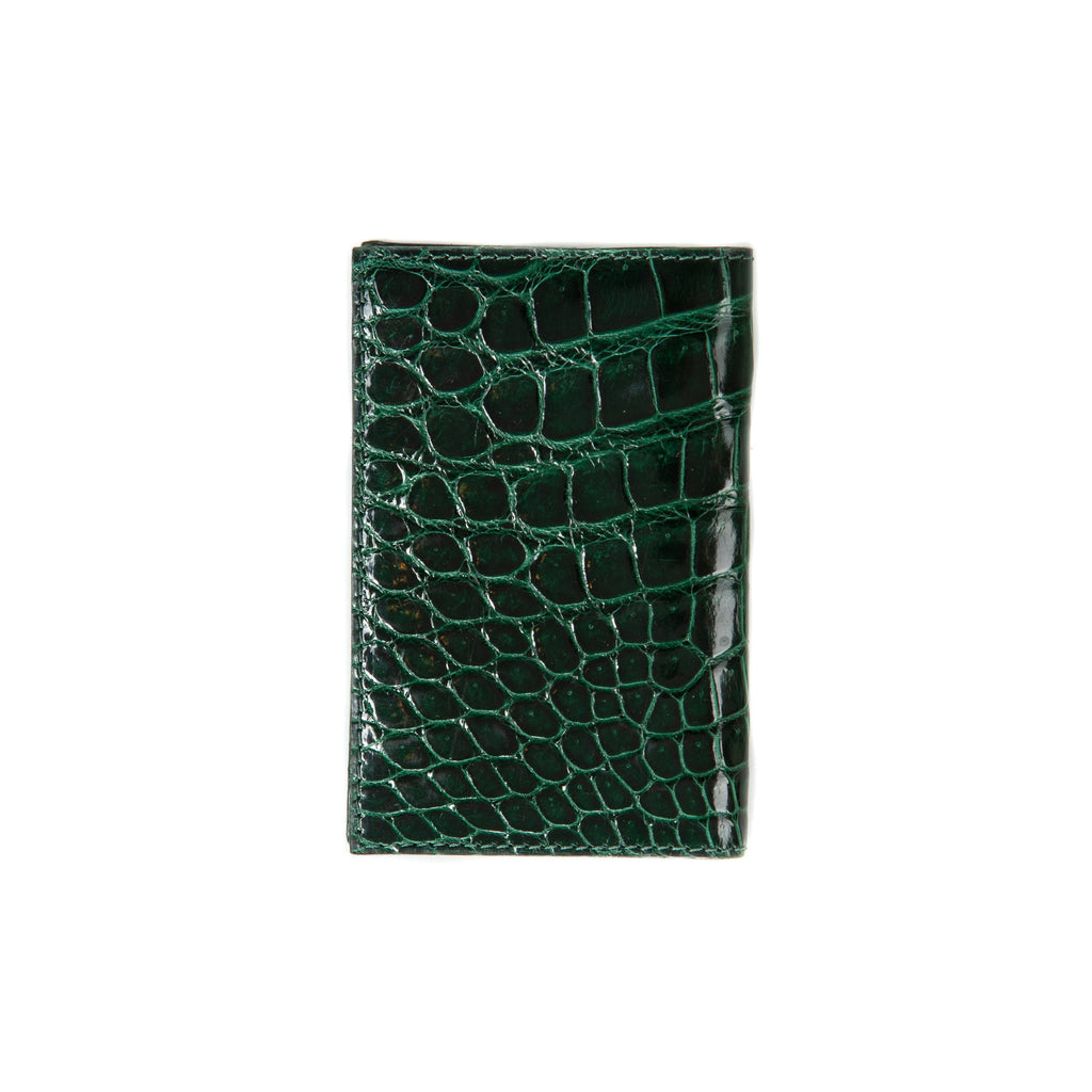 Bifold  cardholder forest green - high quality alligator - Handmade