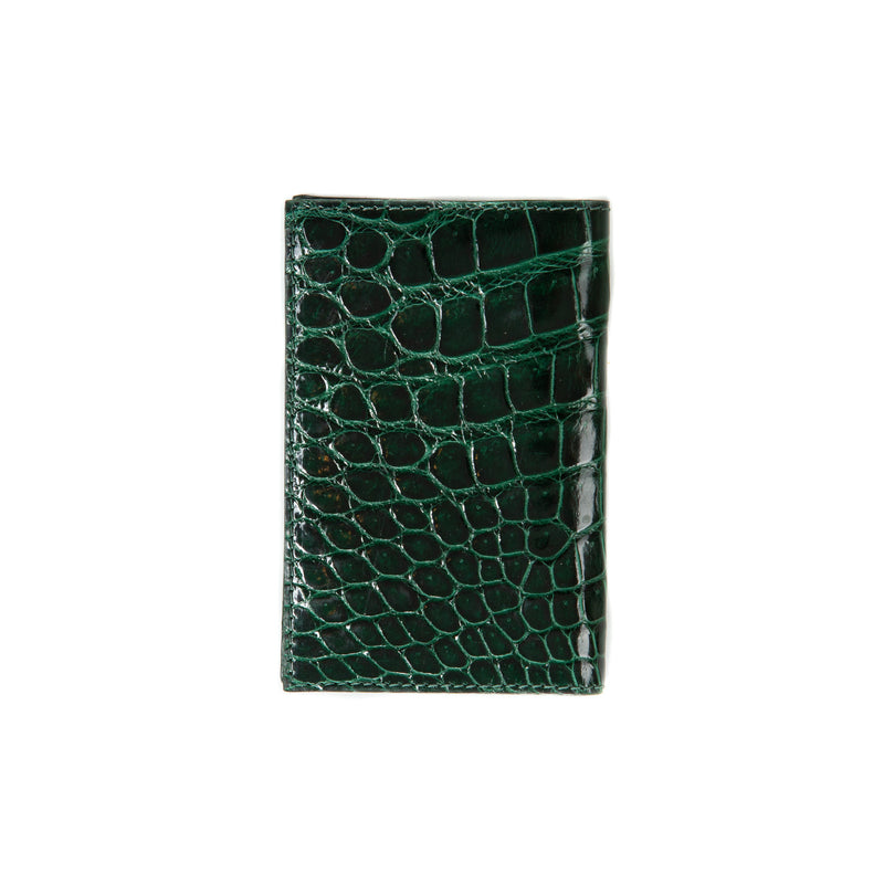 Bifold  cardholder forest green - high quality alligator - Handmade