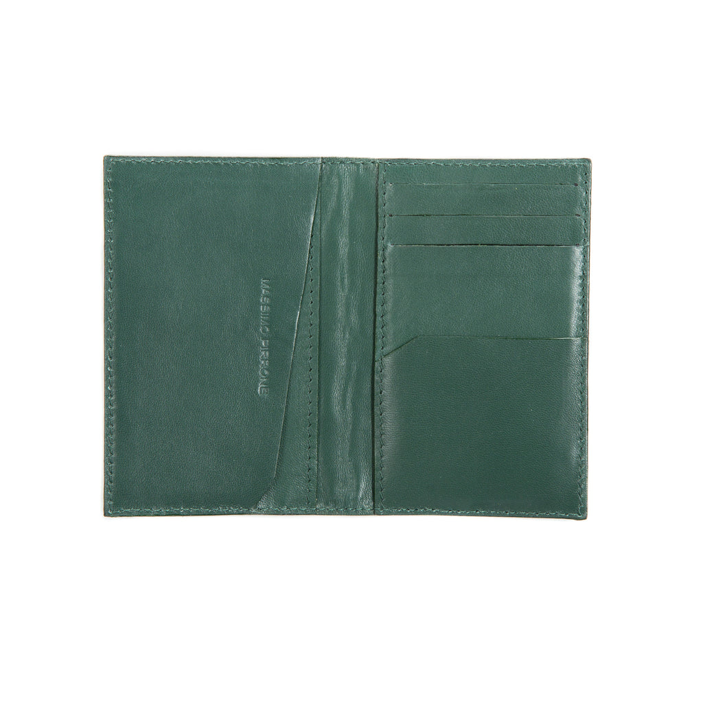 Bifold  cardholder forest green - high quality alligator - Handmade